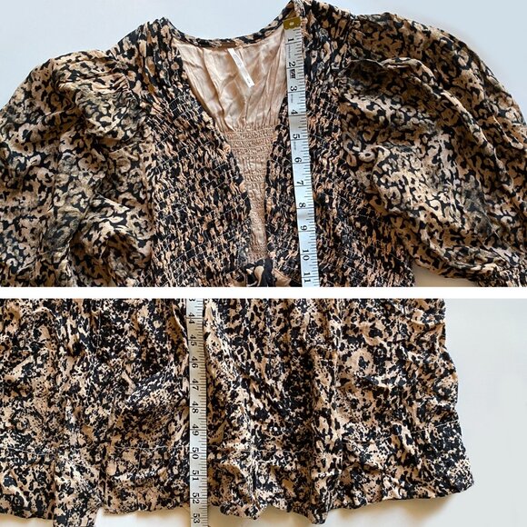 Free People String Of Hearts Maxi Dress Printed Smocked V Neck Button down Sz S - Picture 7 of 7